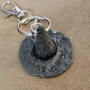 Handmade Clay Witch Hat Key Chain