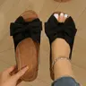 Women's Comfortable Soft Casual Slip-On Sandals with Flexible Wedge Sole, Minimalist Bowknot Design, Flower Sandals, Perfect for Everyday Wear, School, Work and Walking, Daily Wear Sandals