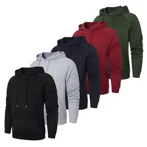 Men's Plain Pullover Hoodies Tops Long Sleeve Drawstring Menswear Sports Ribbed Sweatshirts with Pocket Casual Workout Big & Tall Options Available Sports Shrit