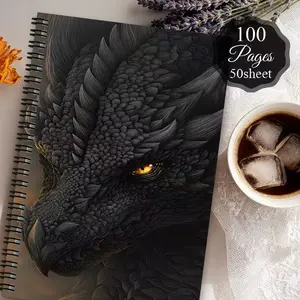New Bestselling A5 Dragon Pattern Blank Sketchbook Notebook, Spiral Coil Journal Memo Pad, Ideal for Drawing and Note-Taking