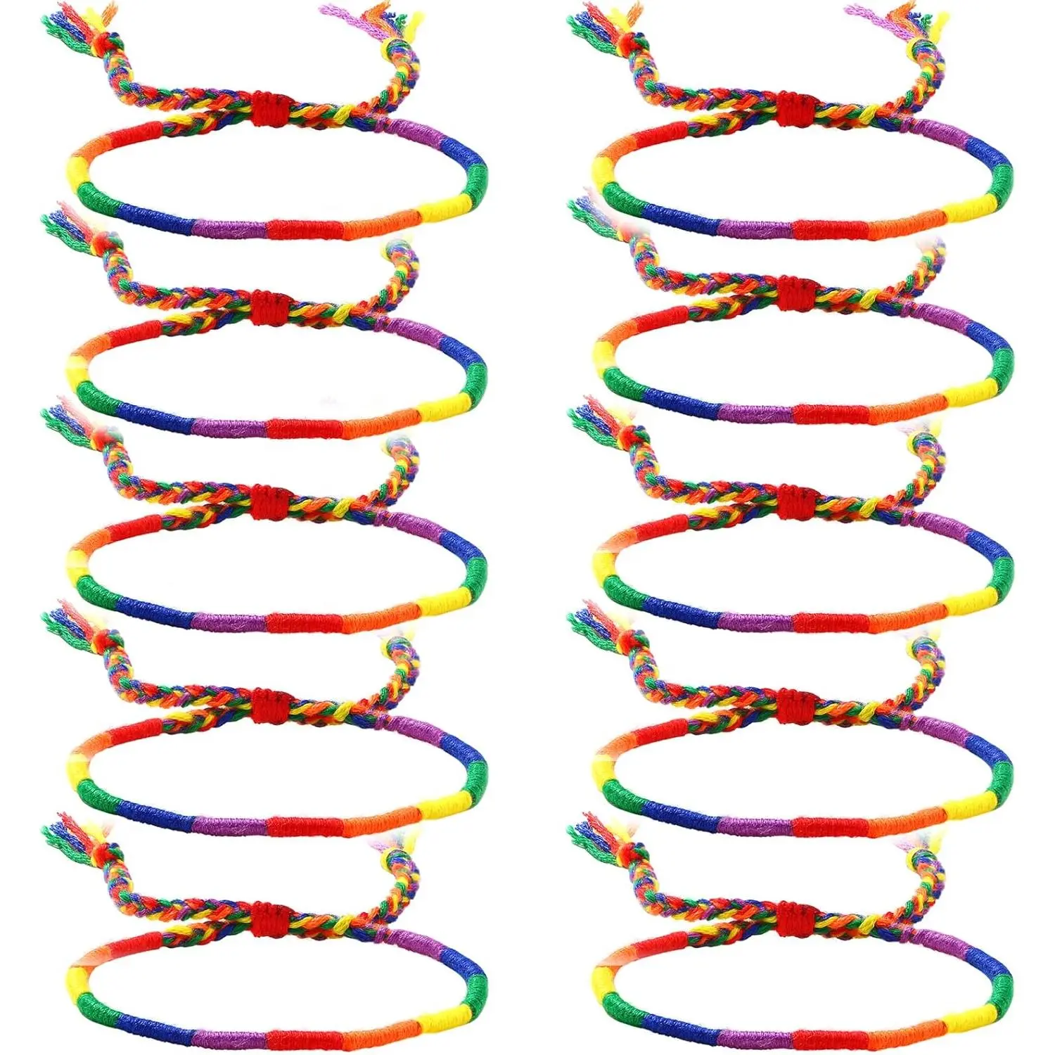 1pc Rainbow Braided Bracelet, Unisex Thin Rope Friendship Band with Adjustable Slip Knot for Pride & LGBTQ Events, Unisex Wear, 5.9 To 10.6 Inches, Adjustable Fit, Braided Rope, 1 Pc (Thin Rope)