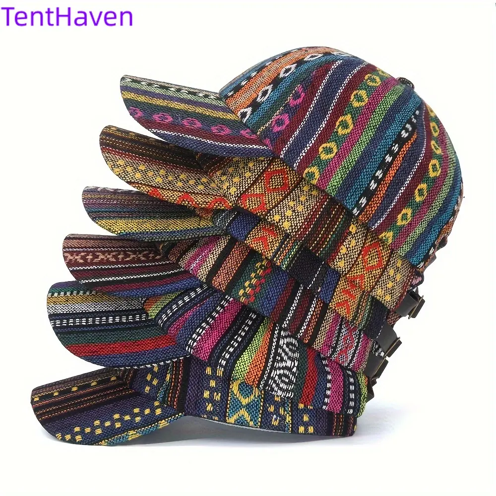 Women's Bohemian Duckbill Baseball Cap - Ethnic Print, Adjustable Size, Curved Brim, 2026 Trend Sun Protection Hat for Hiking, Light Outdoor Summer Use, Active Lifestyle Sports & Outdoor Hats