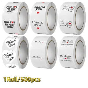500 Thank You Stickers Copper Paper, Round Decorative Gift Tags, Shop Gift Sealing Labels, Perfect for Gifts and Orders, Versatile Use, Embossed Matte Design, Self-Adhesive Paper Labels, Ideal for Wooden Surfaces, Party & Event Decorations