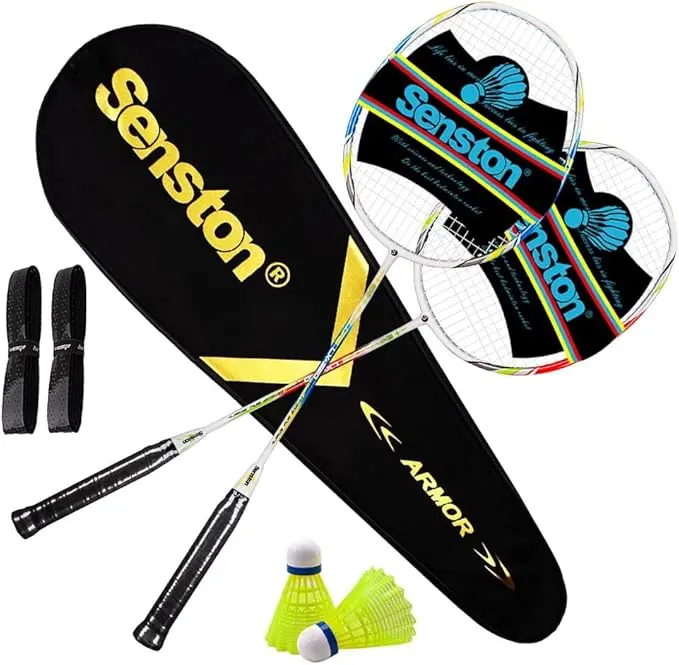 Badminton Rackets Set of 2, Graphite Shaft Badminton Racquets Including Badminton Bag, 2 Badminton Shuttlecock, 2 Racquet Grip
