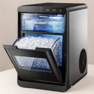44 lbs/Day Nugget Ice Maker Countertop, Soft Chewable Pebble Ice Machine, Self-Cleaning Touch Screen, Stainless Steel Black