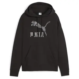 PUMA Womens Classics Shiny Logo Hoodie Casual Outerwear Casual - Black