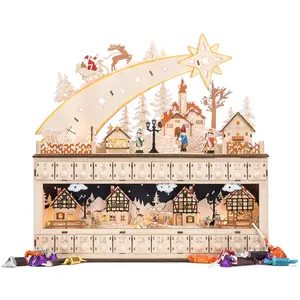 Best Choice Products Wooden Christmas Advent Calendar, Shooting Star w/ Battery-Operated LED Light Background Best Choice Products Wooden Christmas Advent Calendar, Shooting Star w/ Battery-Operated LED Light Background