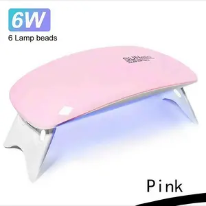 SUNMINI Pink 6W Mini Nail Dryer Machine Portable 6 LED UV Manicure Lamp for Drying Polish Varnish with USB Cable Nail Art Care Tool Lightweight Cutics