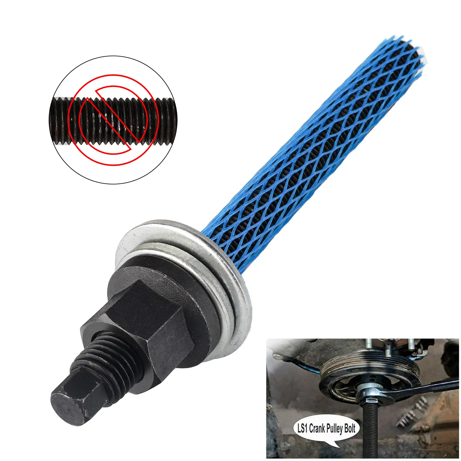 3mirrors Upgraded LS Harmonic Balancer Installer Crank Pulley Install Tool w/Lifting Hook Compatible with GM Chevy 1997-Up LS1 LS2 LS3 LS4 LSX LSA LS6 LQ4 LQ9 V8 Engine Pulley Installation Tool