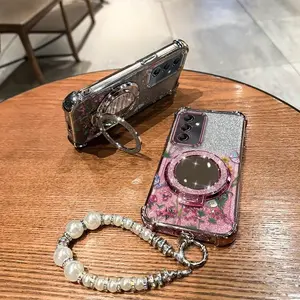 1 Piece Chic A15 5GPhone Cases Purple butterfly With Circular bracket lanyard Pattern Case Suitable For Galaxy A15 5G Made Of Comfortable feel With Elegant For Casual