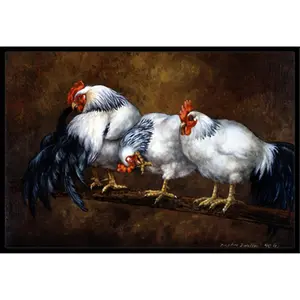 212 MAIN Rubber-Backed Roosting Rooster & Chicken Print Textile Mat, 18x27 in, Fade-Resistant, Permanently Dyed, Indoor/Outdoor Use