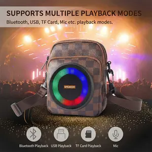 Adjustable Travel Bag Portable Speaker with Vibrant LED Lights, Rechargeable Battery, Built-in Music Player, Hands-Free Carrying, for Travel, Gatherings, and Outdoor Fun