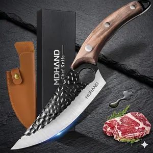 FilpLiving Hand Forged Viking Knife – Japanese High Carbon Steel Boning & Slicing Knife for Meat, BBQ & Outdoor Cooking