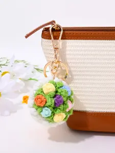 Cute Girl Crochet Rose Tulip Keychain, Bag Car Decoration, Birthday Gift, Holiday Gift, Party Gift, Anniversary Gift, Wedding Gift