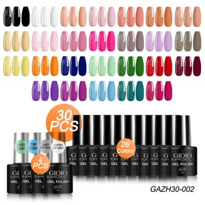 GIOIO 30 Pcs Gel Nail Polish Set Gel Nail Art All Season Nude White Black Green UV Gel Polish Kit With Base Top Coat Gel Nail Kit Matt Glitter Top Coat Nail Polish Gel Set Diy French Manicure DIY Manicure Design Matte Top Coat