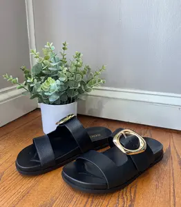 Black gold buckle sandal