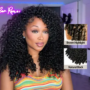 [NEW ARRIVAL] ISEE HAIR Burmese Curly Natural Black & Brown Highlight Human Hair Half Wig InvisiFit Strap Glueless Wig for Beginners #ISEECrochetNewArrivals #SummerVibes