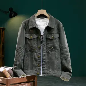 New Arrival 100% Cotton Men's Denim Jacket, Slim & Comfortable, with Embroidery and Beaded Design, Washable, Ideal for Daily Casual Wear and Outings