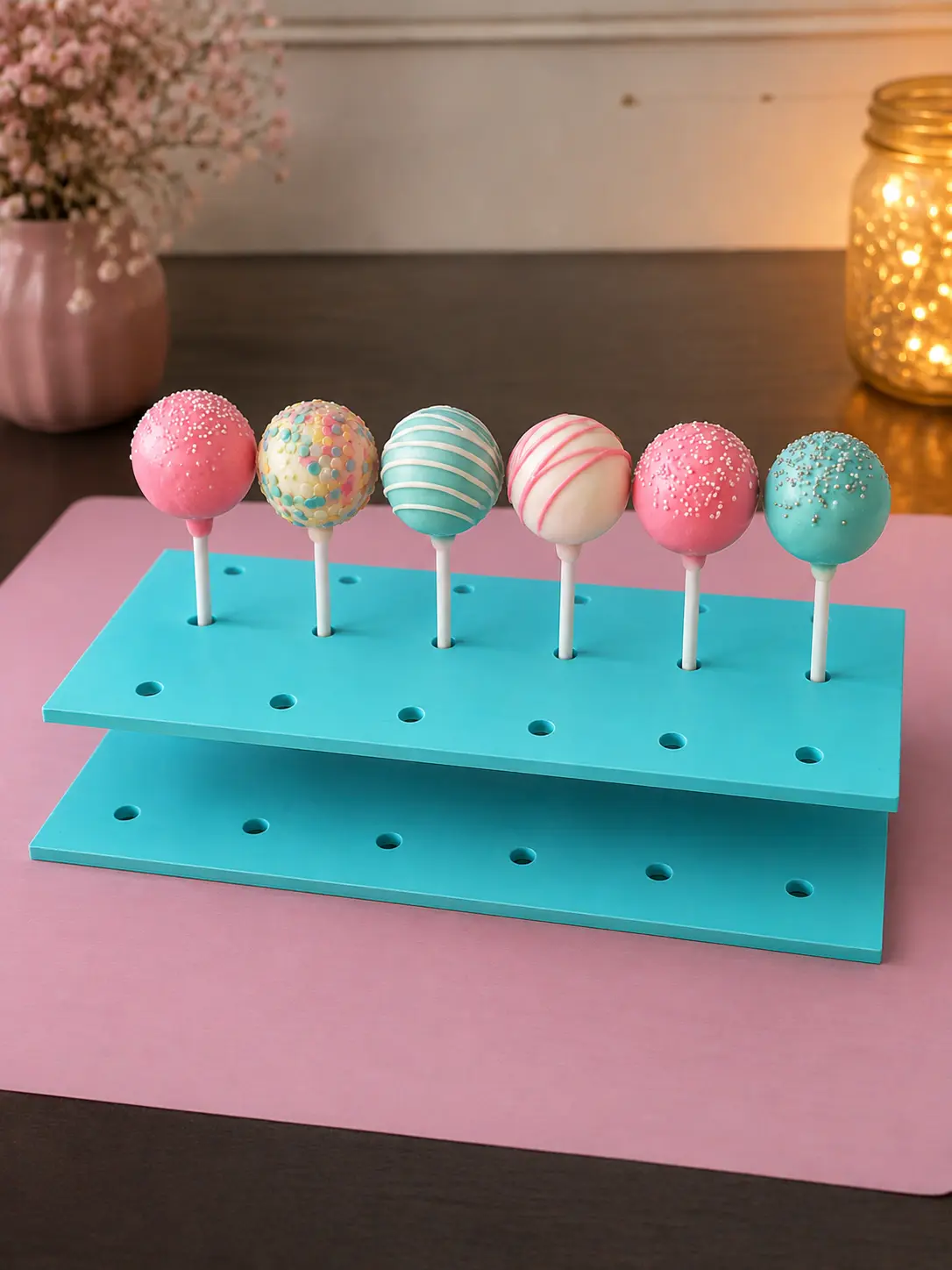 3D Printed Cake Pop Display Stand | 2-Tier Cake Pop Holder | Dessert Display Rack for Parties, Birthdays & Bakers