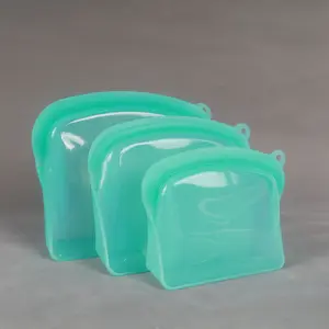 Shah Prime Platinum Silicone Food Storage Bags, Mint Green, Set of 3, Reusable Zip Seal, 9.84 x 3.15 x 8.07 inches, for Food Storage