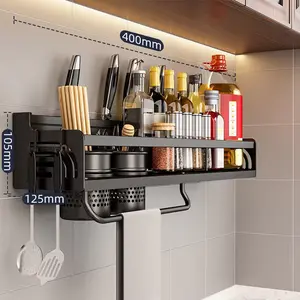 Kitchen Organizer Shelf Wall-Mounted Spice Storage Rack Kitchen Knife Holder Wall Seasoning Chopstick Spoon Shovel Storage Does not apply