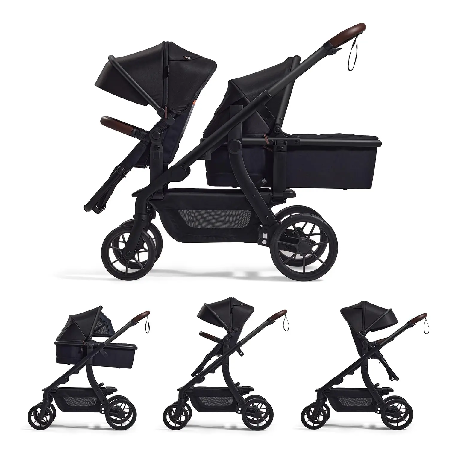 OMNIRA Convertible Single to Double to Wagon Stroller - 23 Configurations with Carry-Cot & Seat - All-Terrain PU Wheels and Suspension - Extendable UPF 50+ Canopy for Grows-With-Me Versatility