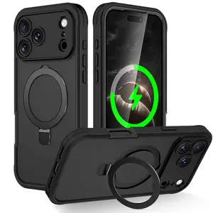 For iPhone 17 Pro Max Air Full Body Shockproof Case with Invisible Stand [Compatible with Magnetic] Built-in Screen Protector