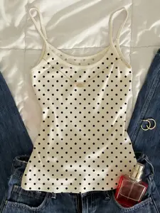 Women's Fashion Polka Dot Halter Vest, Perfect for Daily Commute, Shopping, Office Wear, Stylish Casual Top
