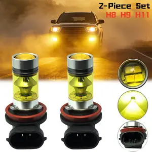 2Pcs Super Bright LED Fog Light Bulbs for H8 H9 H11, 4300K Yellow 2323 LED Chip DRL Daytime Running Driving Lamps 100W, Automotive Fog Light Replacement Bulb, Easy installation - Plug & Play