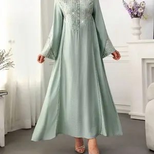 party dress maxi Simple Blue Satin A-line V-neck Long Prom Dresses, Party Dresses, MP785