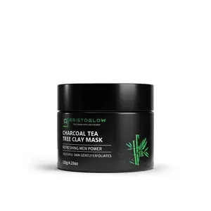 Aristoglow Charcoal Tea Tree Clay Mask 120g Energizing & Purifying for All Skin Types Gentle Exfoliation Youthful Complexion Paraben-Free Hypoallergenic Aloe Vera