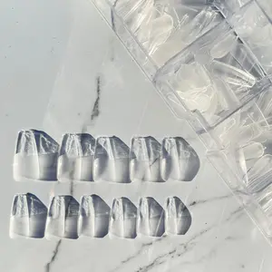 Twinkled T Gel Extensions - 550 Pieces Numbered 0-10, Cream Color, Frosted Underside for Firmer Application