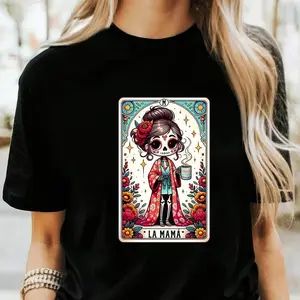[100% Cotton] Tarot Card Shirt Funny Mexican Mom Tshirt Spanish Mothers Day Latina Skeleton Catrina Mama TShirt Mama Tee Mothers Day Shirt T-Shirt For Men And Women