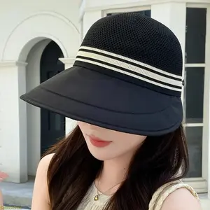2026 Hot Selling Unisex Plain Cotton Women's Extended Brim Mesh Baseball Cap, Spring-Summer Style, Large Head Size, Stylish Versatile Sun Protection Outdoor Travel Hat for Women,summervibes