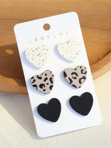 Cute Leopard Pattern Heart Shaped Earrings, Fashionable Jewelry for Women & Girls, Trendy All-match & Exquisite Jewelry for Birthday Gift, Ear Studs