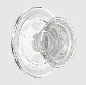 Round Phone Grip Compatible with MagSafe Clear Glitter Magnetic Phone Stand & Mount Adapter Ring Included for Cellphone Smartphones