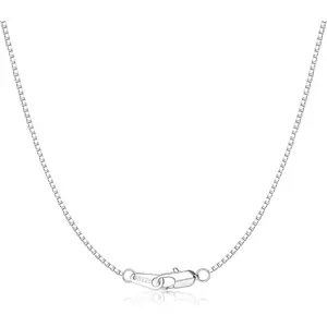 Fansilver Box Chain for Women s Thin 0.8mm Box Chain Necklace with Durable Lobster Claw Clasp ItalianNecklace Chain Jewelry - 16/18/20/22/24 Inches