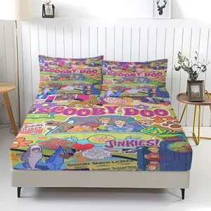 Scooby-Doo Bed Sheet Set (Including 1 Fitted Sheet And 2 Pillowcases), Skin Friendly And Breathable Bedding, Perfect For Decorating Bedrooms With Exclusive Atmosphere For Teenagers, Boys, Girls, And Children