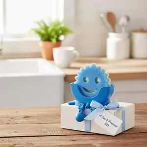 1-Pack Fun Kitchen Sink Sponge Holder — Hanging Design with Drainage Holes, Compatible with Scrub Daddy Sponges, Cute 3D-Printed Organizer