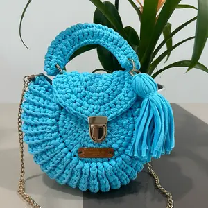 Blue circle hand bag