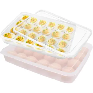 2 Pack Clear Egg Holder Storage Container for 24 Eggs, Stackable, Durable, Easy to Use, Multipurpose