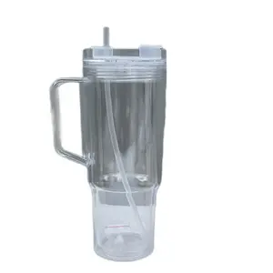 Snowglobe Tumbler 40oz - Clear Design with Handle and Straw Included Drinkware