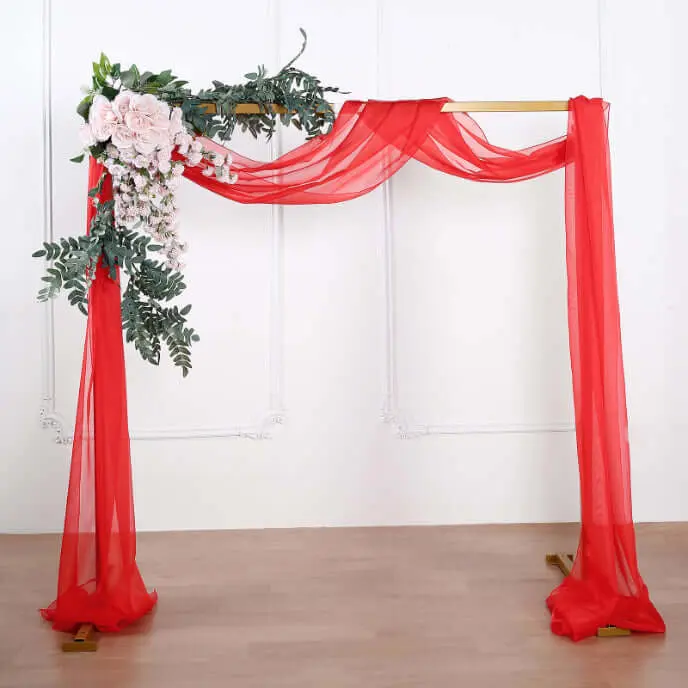 Red Sheer Organza Wedding Arch Draping Fabric - 18ft Hangable Backdrop Curtains, Backdrop Wraps, Window Scarf Valance for Wedding Party Decor, Home Decor