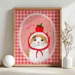 Custom Badly Drawn Pet Portrait, Personalized Cute Cat Portrait, Unique Pet Poster, Digital Printable Cat Portrait, Cutest Mom
