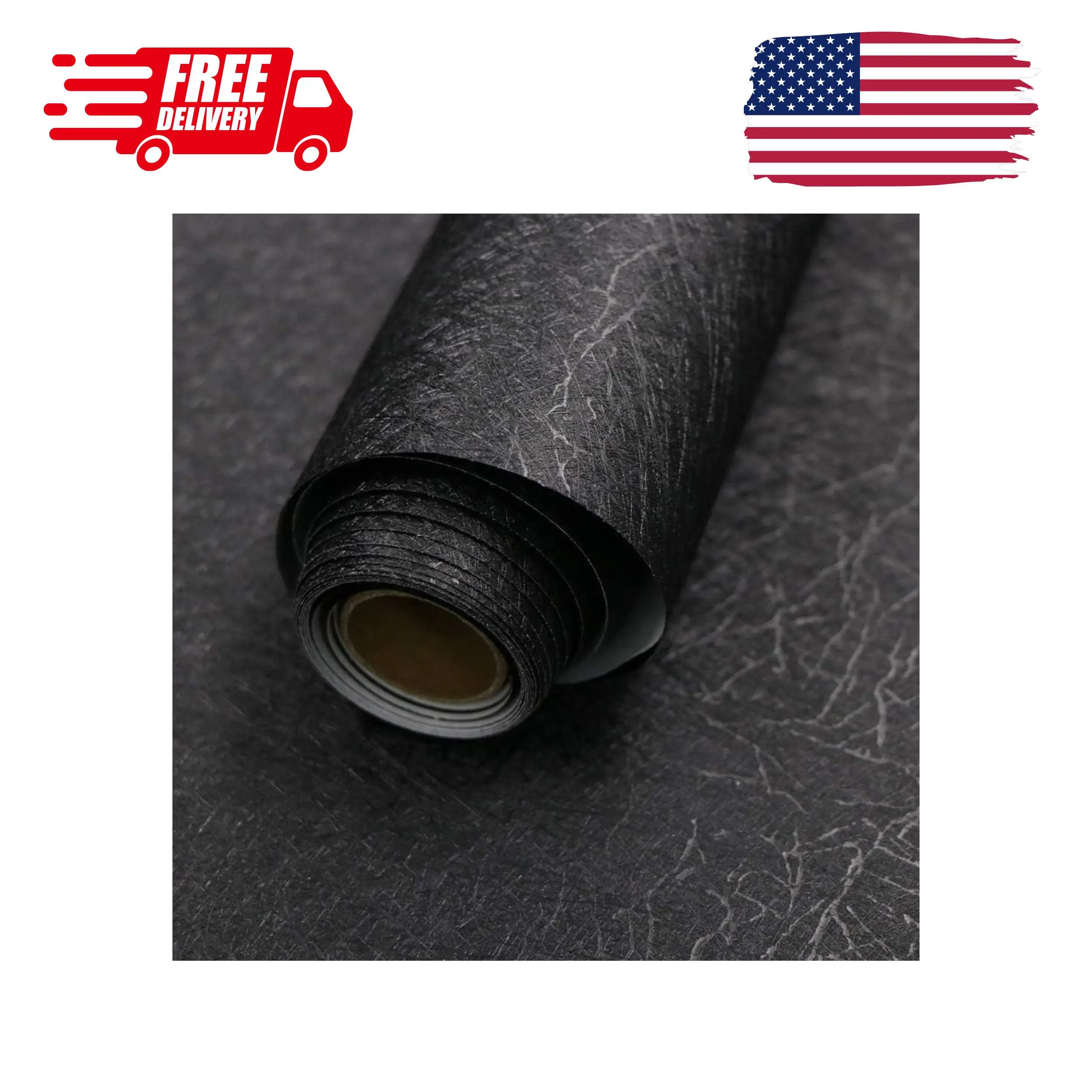 15.7" X 118" Black Silk Wallpaper Embossed Self Adhesive Peel and Stick Wallpaper