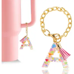 Letter Charm Accessories for Stanley Cup 1 PCS Cute Initial Keychain Handle Charm for Stanley Tumbler for Women (Cup Not Included)