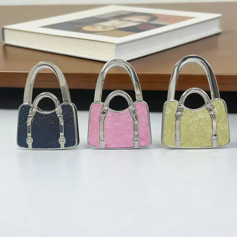 Foldable Handbag Hanger Hook - Portable Smart Design Table Edge Purse Holder, Exquisite Fashionable Home Organizer Accessory, Gift for Girls for Weddings Holidays Opening Ceremony, Compact Travel Essential Bag Charm