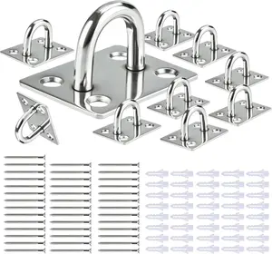 PCS Pad Eye Hs Stainless Steel Ceiling Hs Ring H, Secure Eye Plate Kit for Home Gym, Punching Bag, Hammock Hs for Wall/Ceiling Mount, Indoor & Outdoor