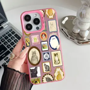 Cat Portrait Pattern Shockproof Phone Case for iPhone 17 16 iphone 15 pro max case 14, iphone 13 cases, 12, 11Shockproof Protetive Cover screen protector Air 16E Protecitved Cover High Quality Cute Girl