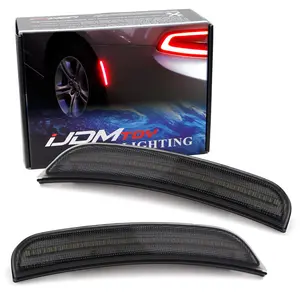 iJDMTOY Smoked Lens Red Full LED Rear Side Marker Light Kit For 2015-up Dodge Charger, Powered by 50-SMD LED